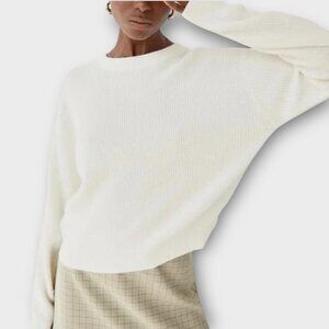 Aritzia Wilfred Manila Wool Cotton Blend Sweater Cream